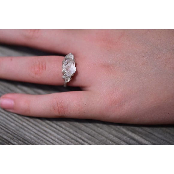 Alternative Engagement Ring Raw rustic Boho Promise Ring dainty unique s… - Picture 3 of 7